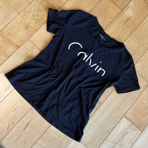Calvin Klein Jeans Black Logo Crew Neck Short Sleeve Tee - Picture 2 of 3